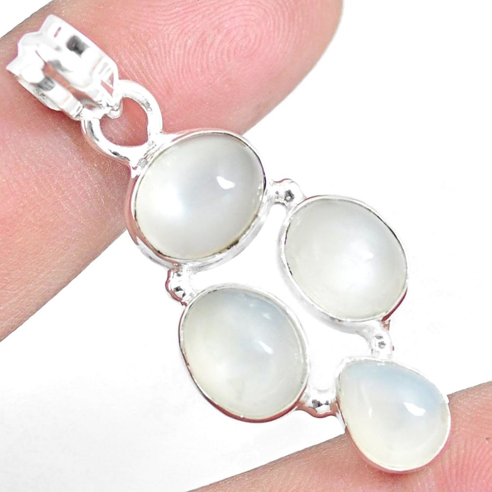 12.36cts natural white ceylon moonstone 925 sterling silver pendant m95756