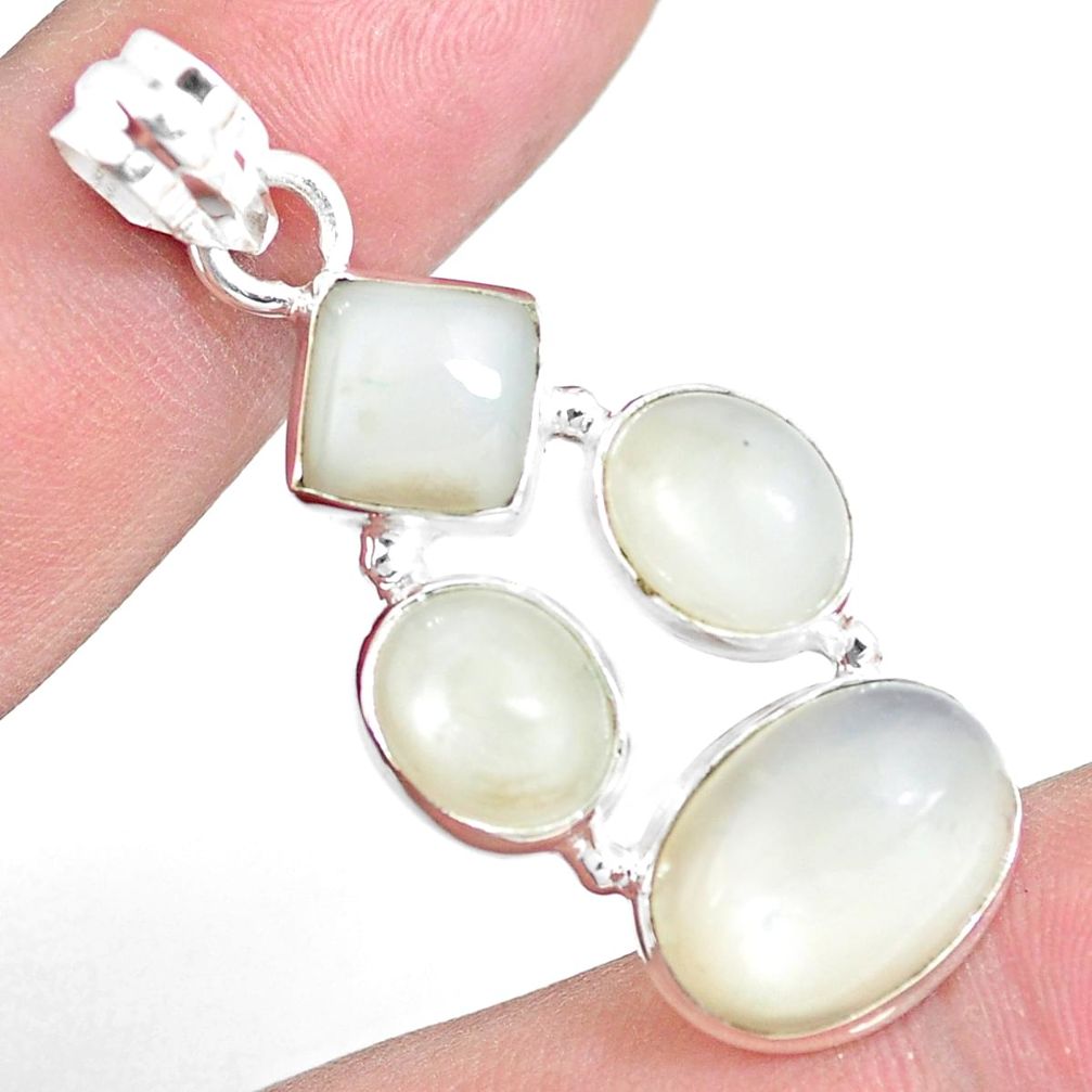 925 sterling silver 15.33cts natural white ceylon moonstone pendant m95758