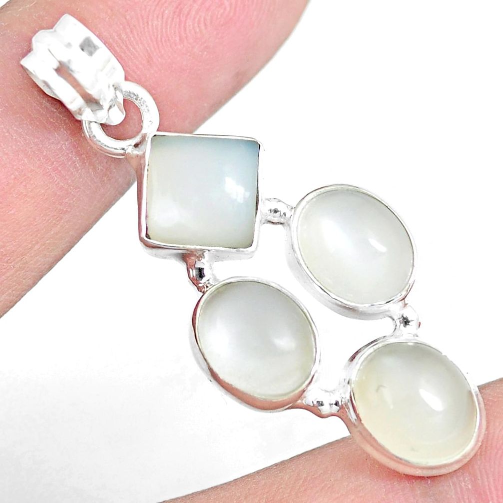 12.89cts natural white ceylon moonstone 925 sterling silver pendant m95760