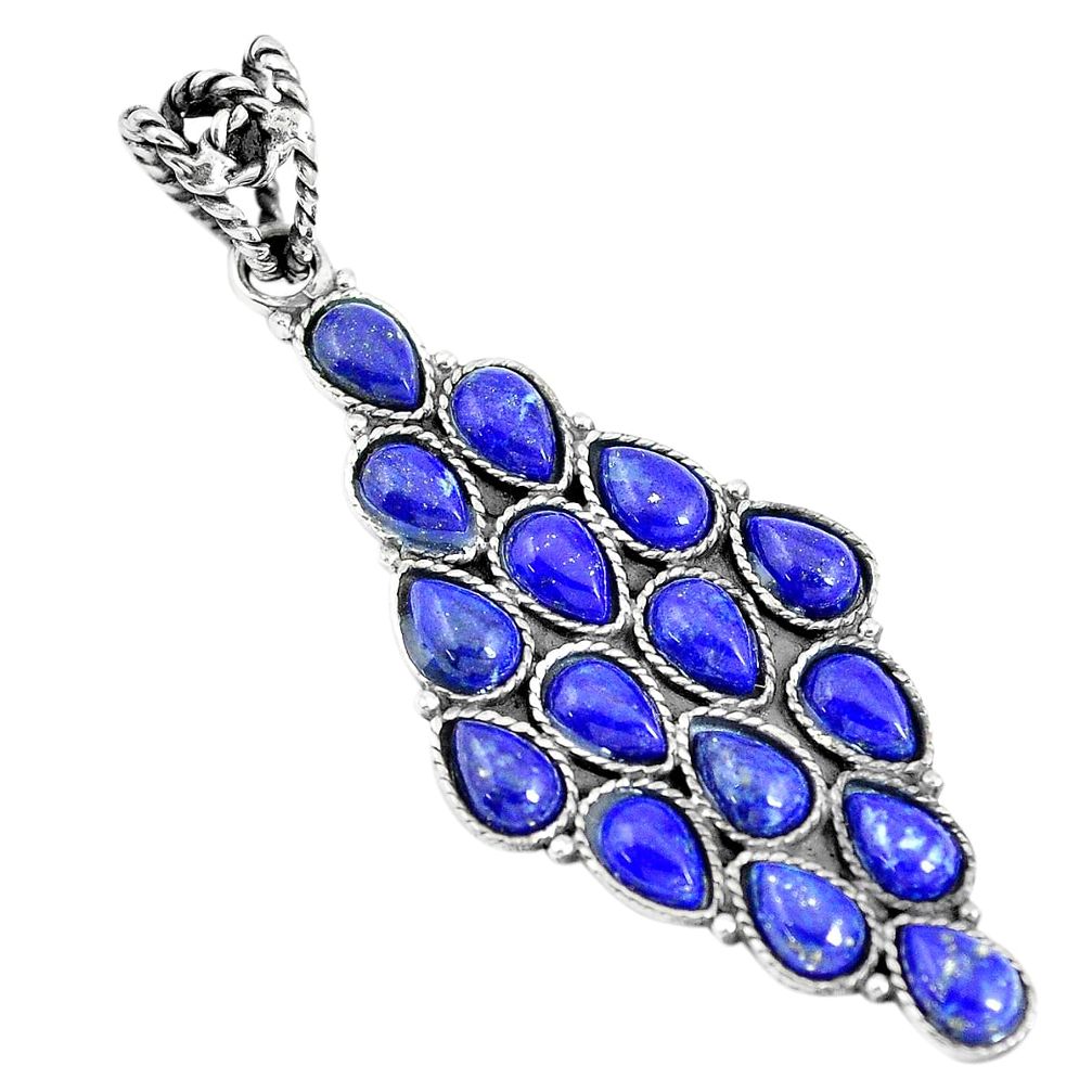 925 sterling silver 16.15cts natural blue lapis lazuli pear pendant m96319