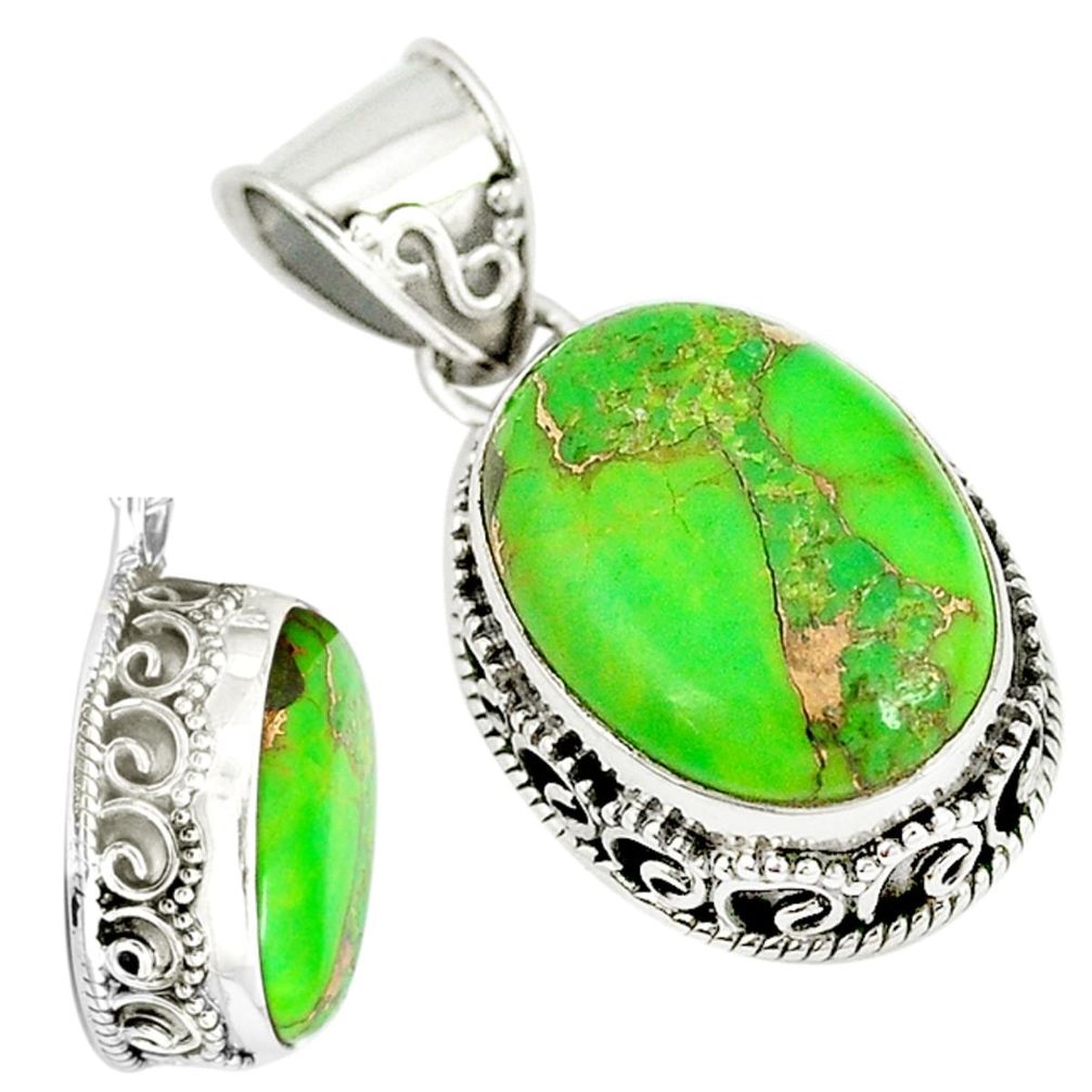 Green copper turquoise 925 sterling silver pendant jewelry m9651