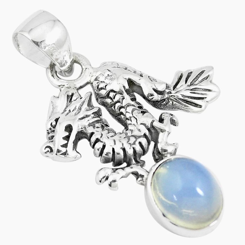 4.03cts natural multi color ethiopian opal 925 silver dragon pendant m96526