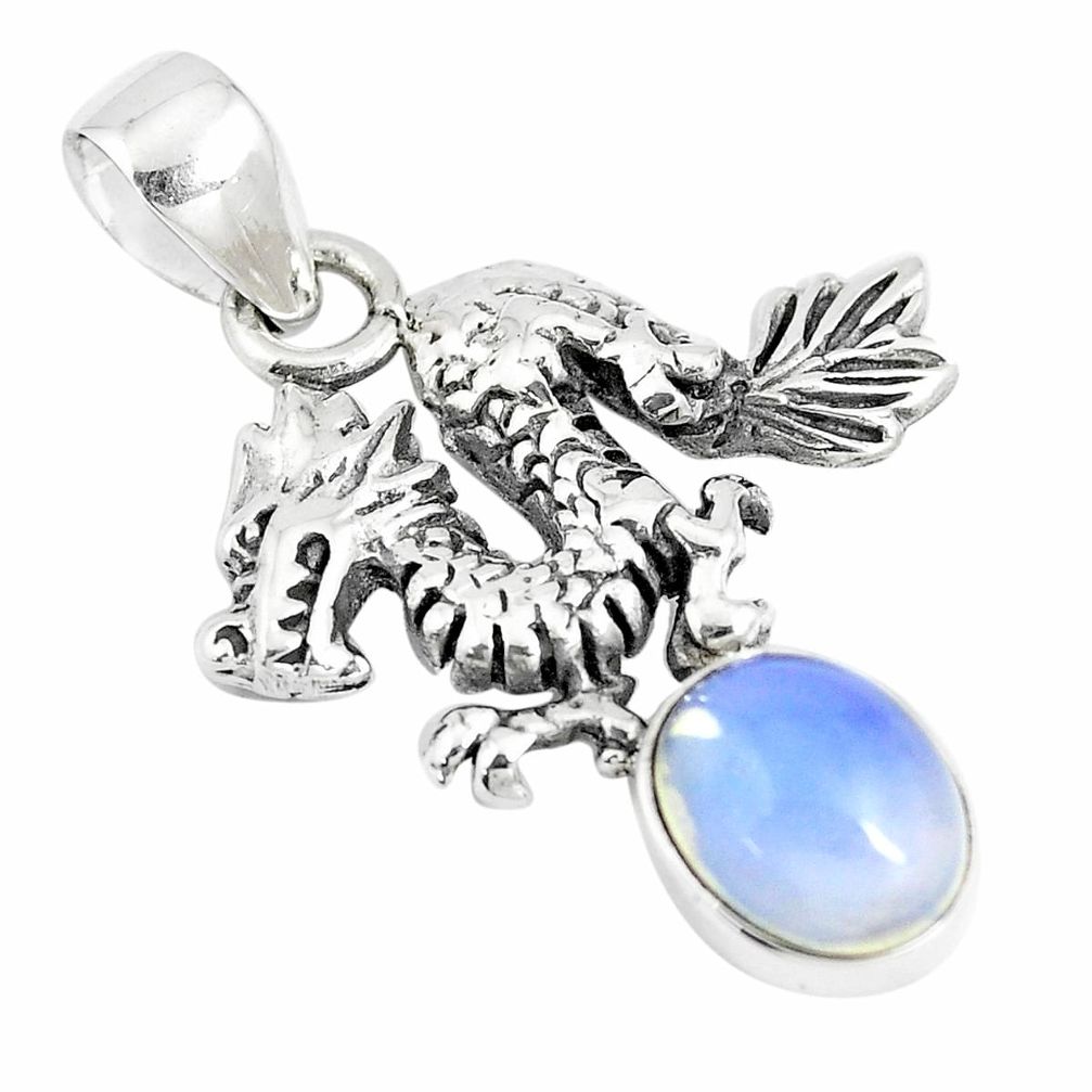 925 silver 4.03cts natural multi color ethiopian opal dragon pendant m96529