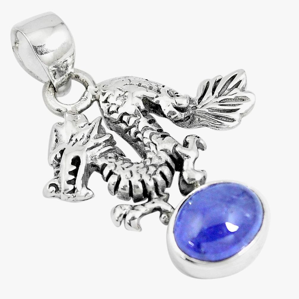 4.02cts natural blue tanzanite 925 sterling silver dragon pendant jewelry m96531