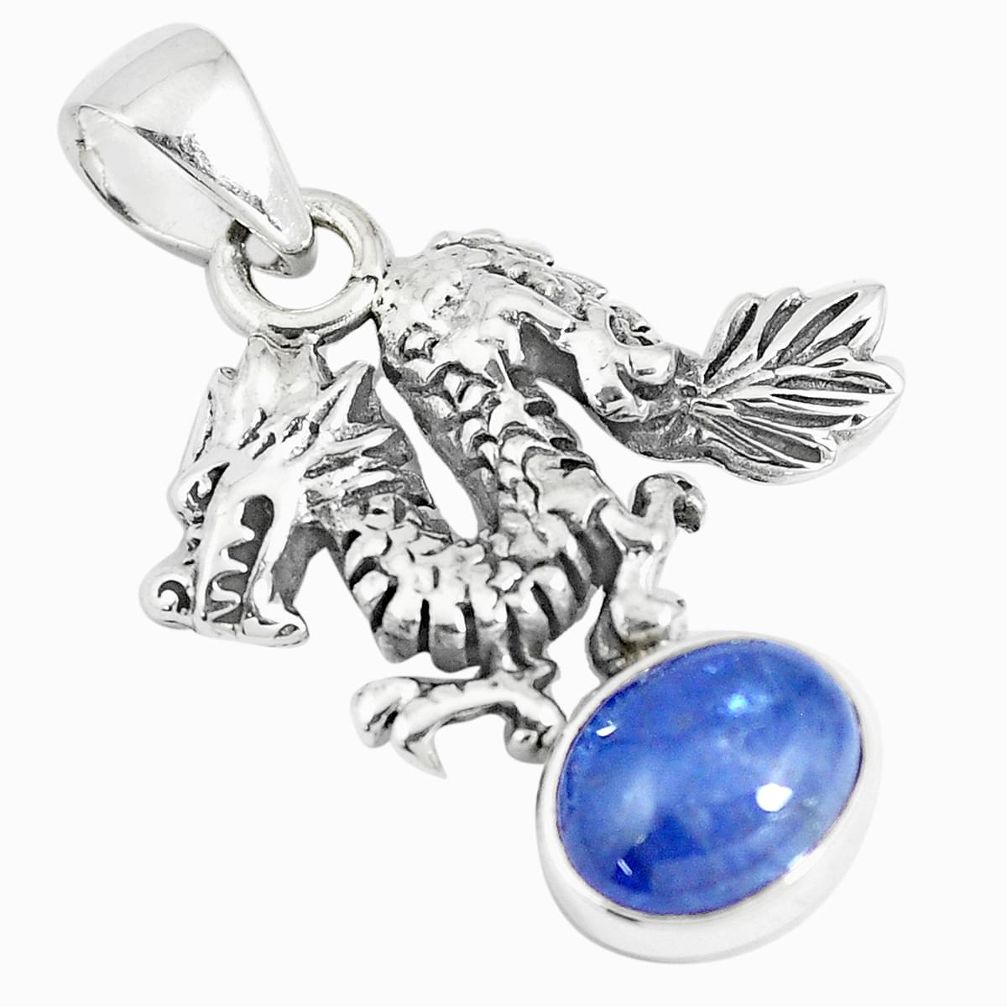 4.52cts natural blue tanzanite 925 sterling silver dragon pendant jewelry m96533