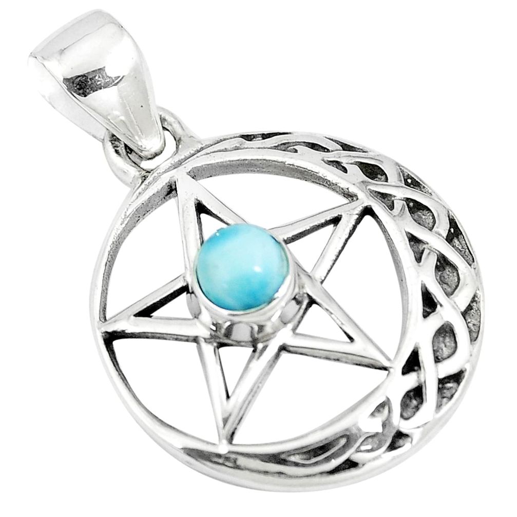 0.85cts natural blue larimar 925 sterling silver star of david pendant m96542