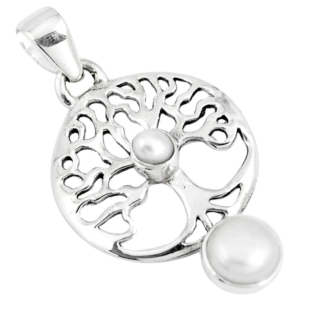 3.62cts natural white pearl 925 sterling silver tree of life pendant m96549