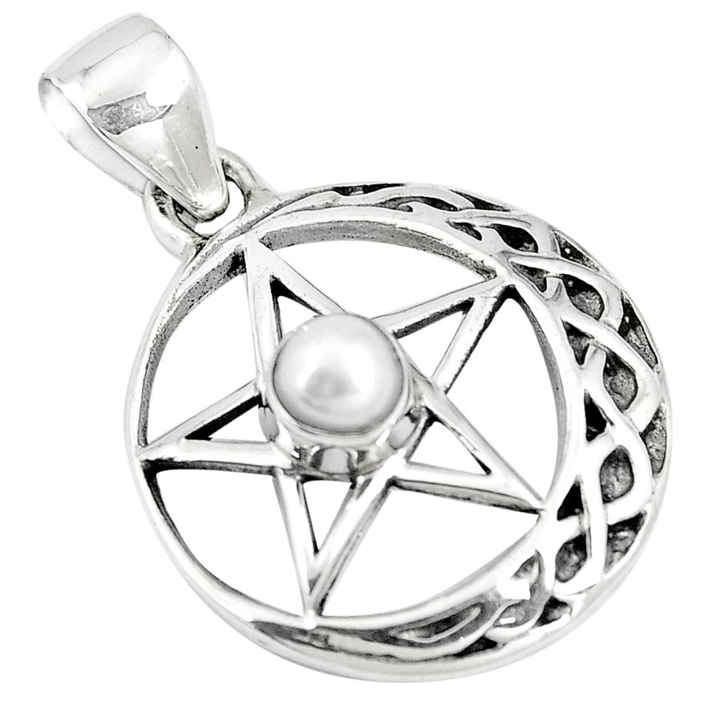 0.85cts natural white pearl 925 sterling silver star of david pendant m96550