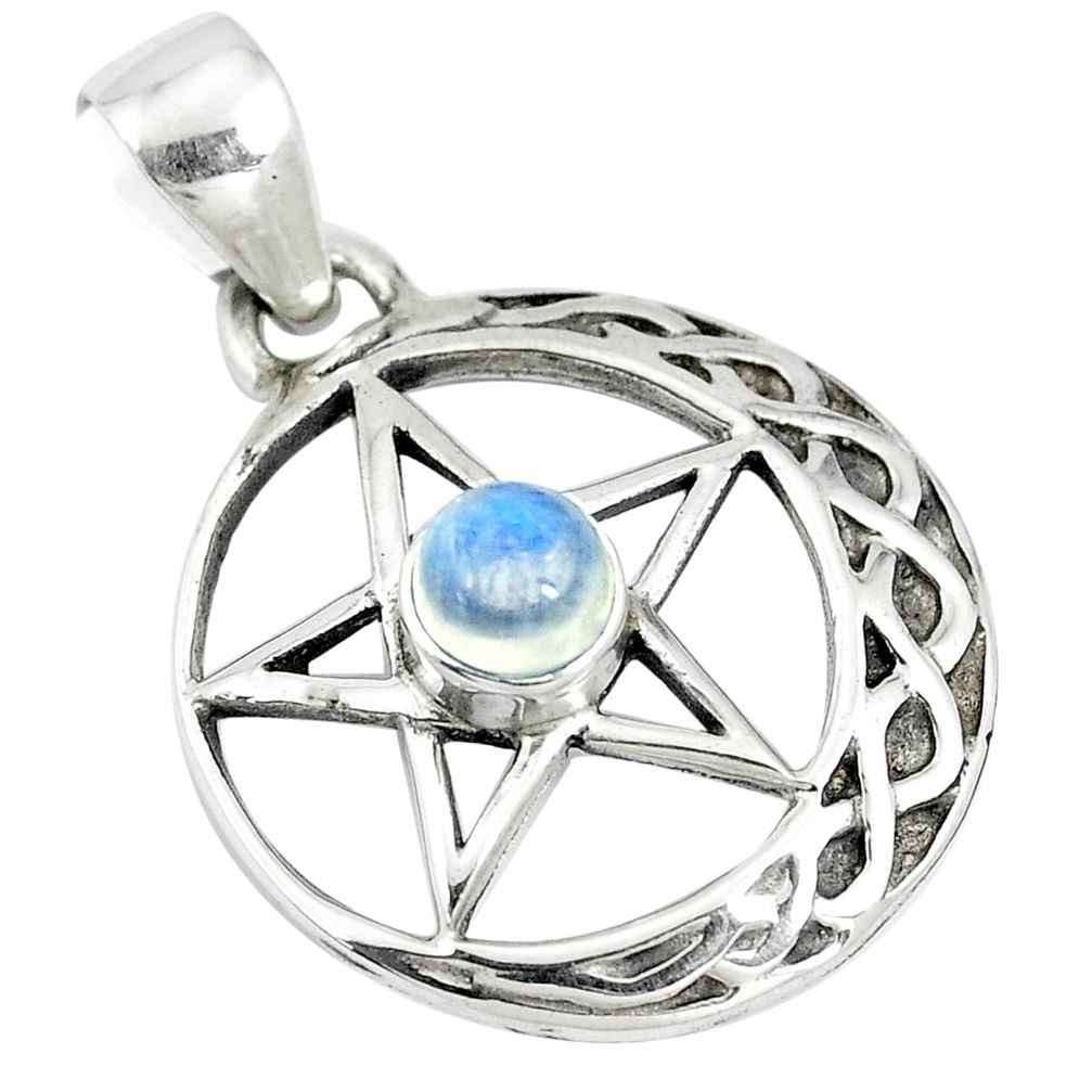 925 silver 0.85cts natural rainbow moonstone star of david pendant m96560