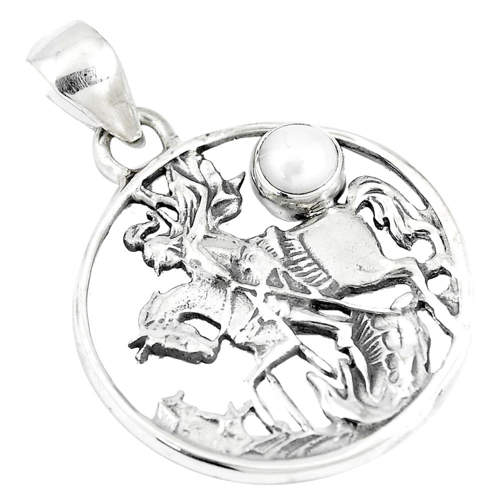 925 sterling silver 0.88cts natural white pearl horse pendant jewelry m96578