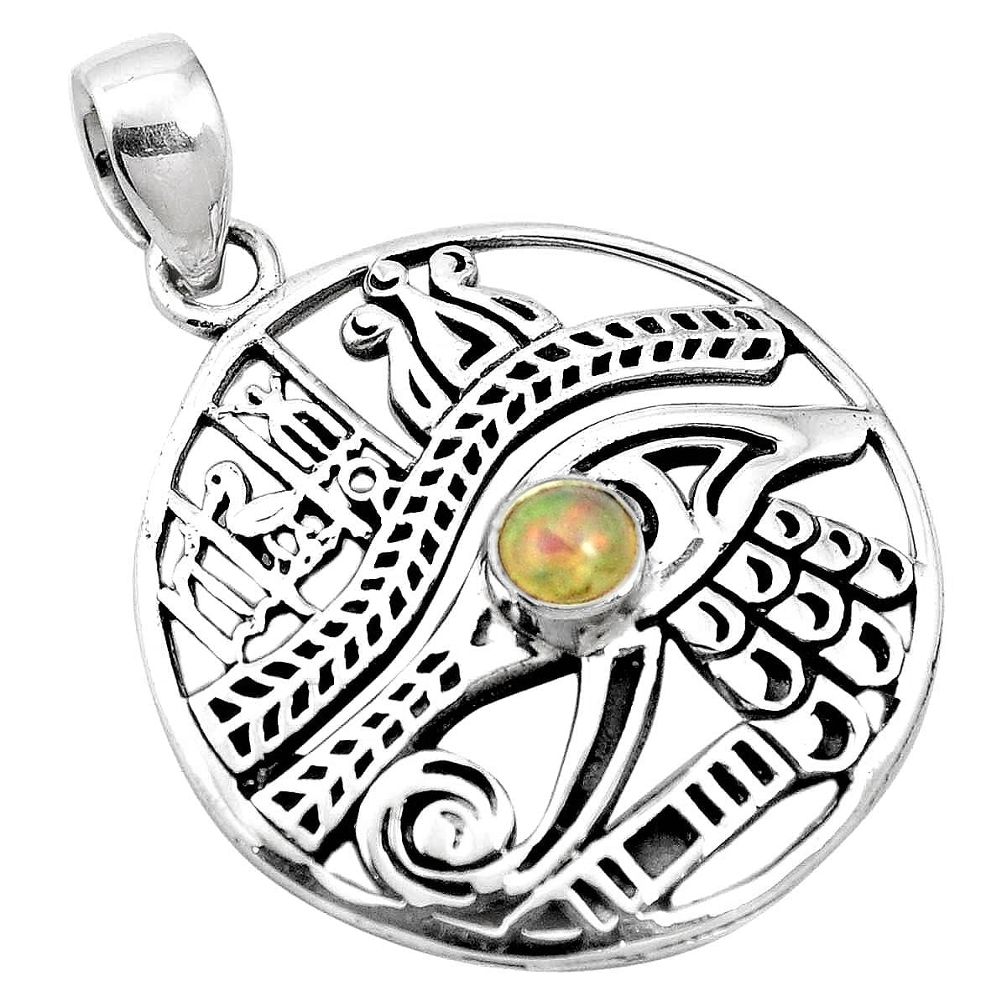 0.56cts natural multi color ethiopian opal 925 silver horse eye pendant m96608