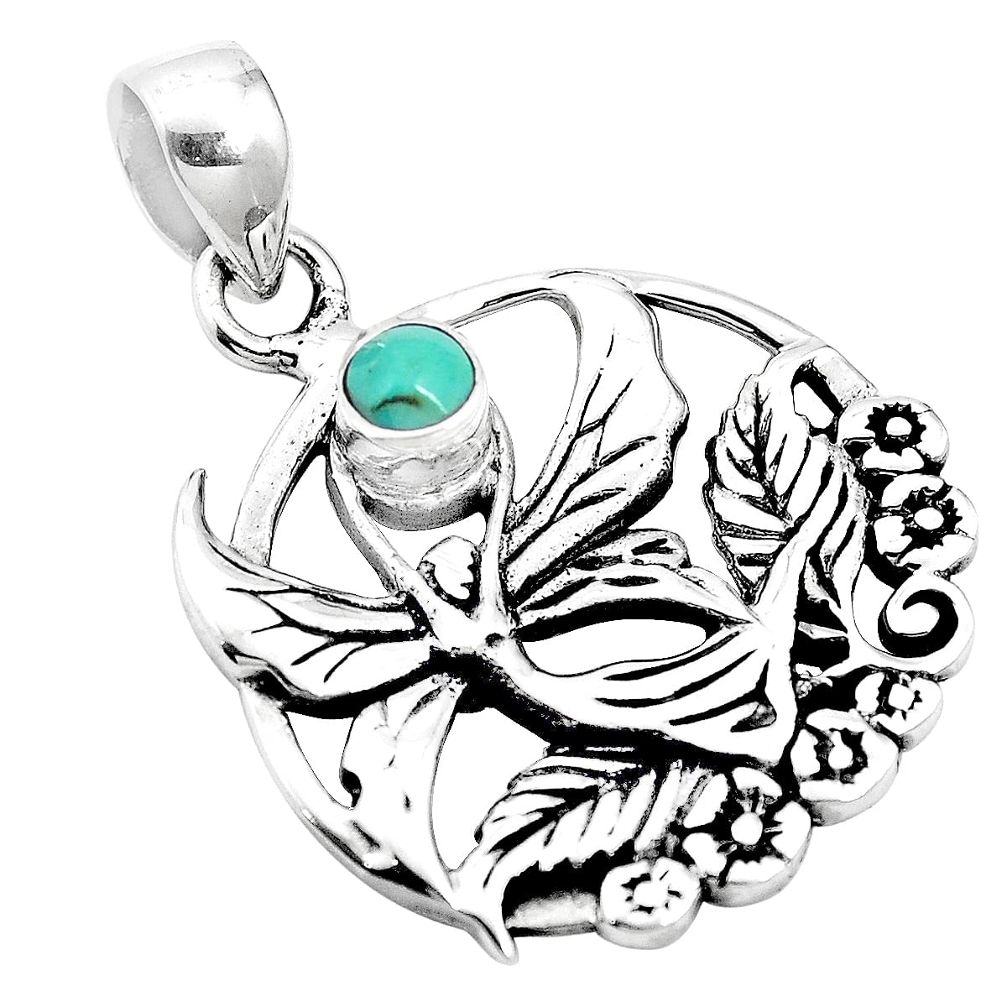 0.59cts natural blue kingman turquoise 925 sterling silver angel pendant m96609