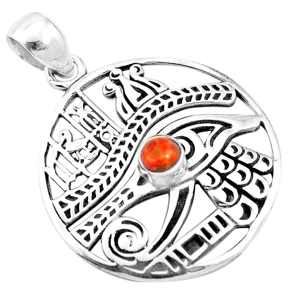 0.59cts red copper turquoise 925 sterling silver horse eye pendant m96611