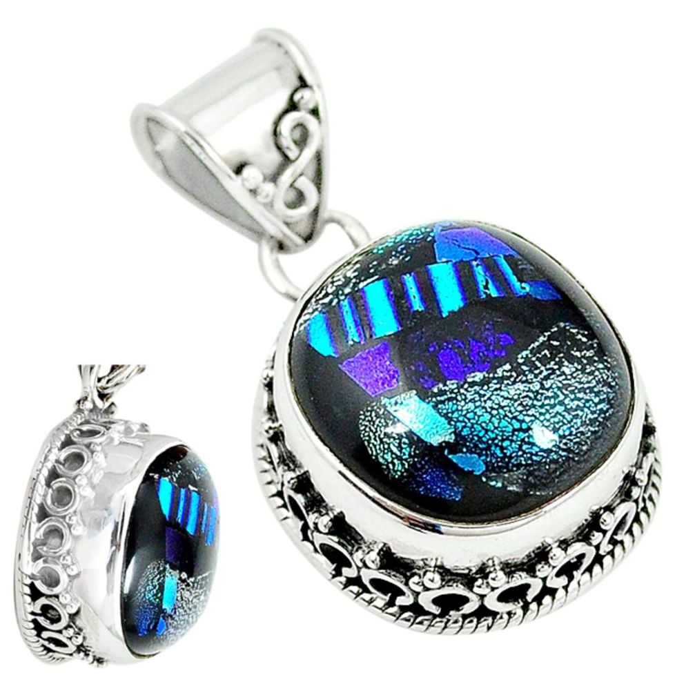 Multi color dichroic glass 925 sterling silver pendant jewelry m9685
