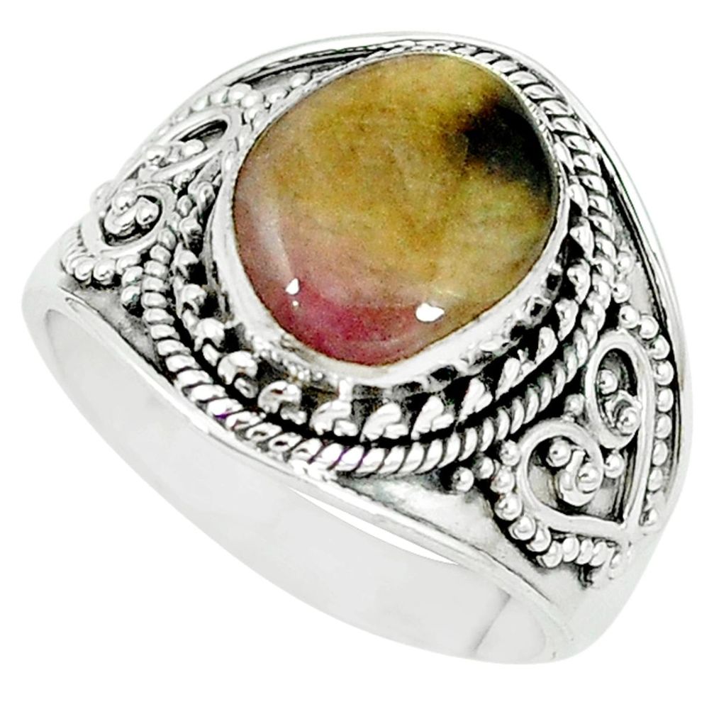 Natural pink bio tourmaline 925 sterling silver ring jewelry size 9 m10033