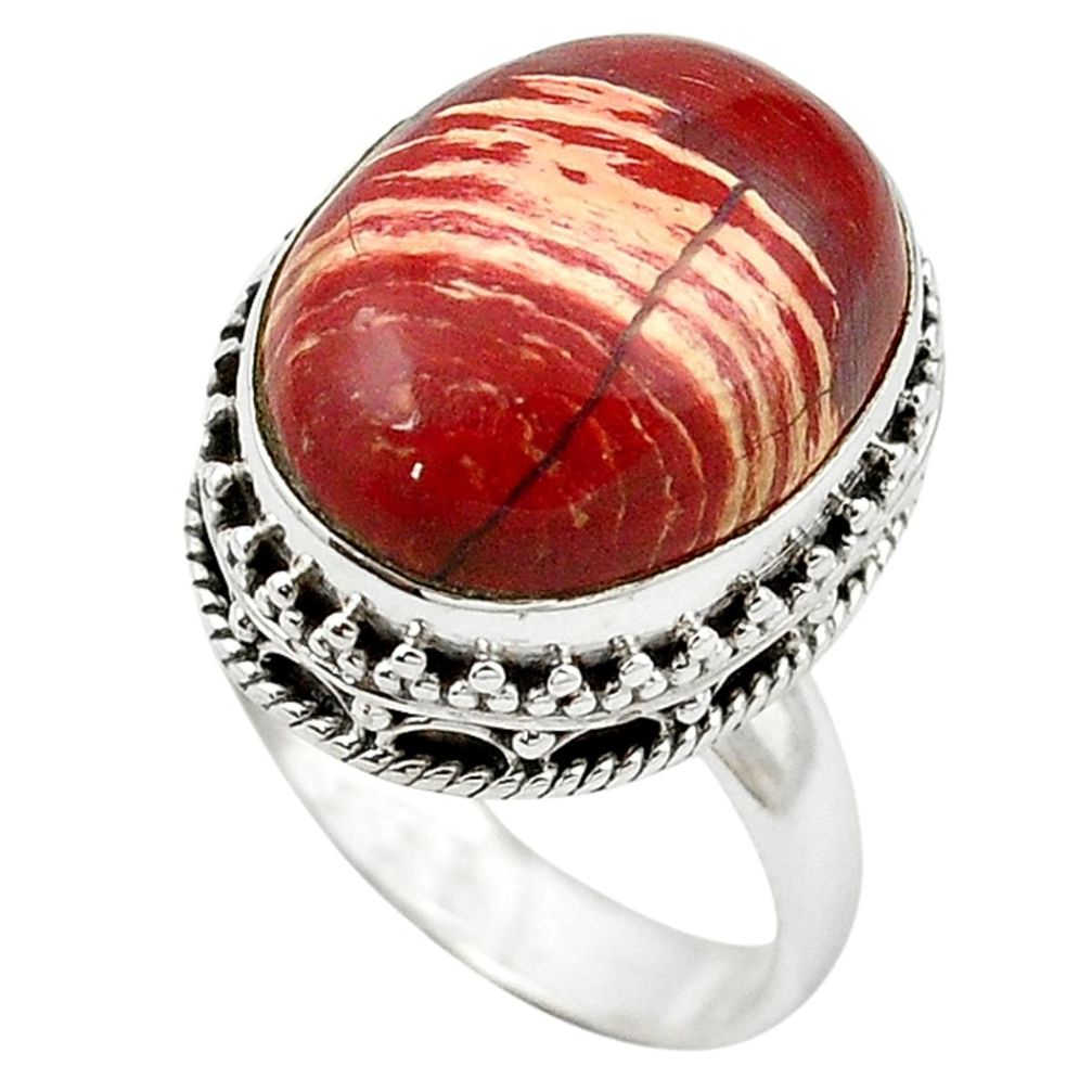 Natural red snakeskin jasper 925 sterling silver ring jewelry size 7 m1189
