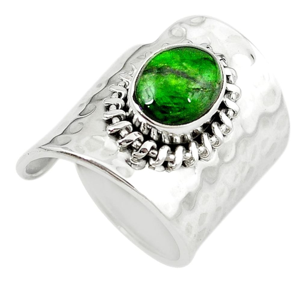 Natural green chrome diopside 925 silver adjustable ring size 7 m11942