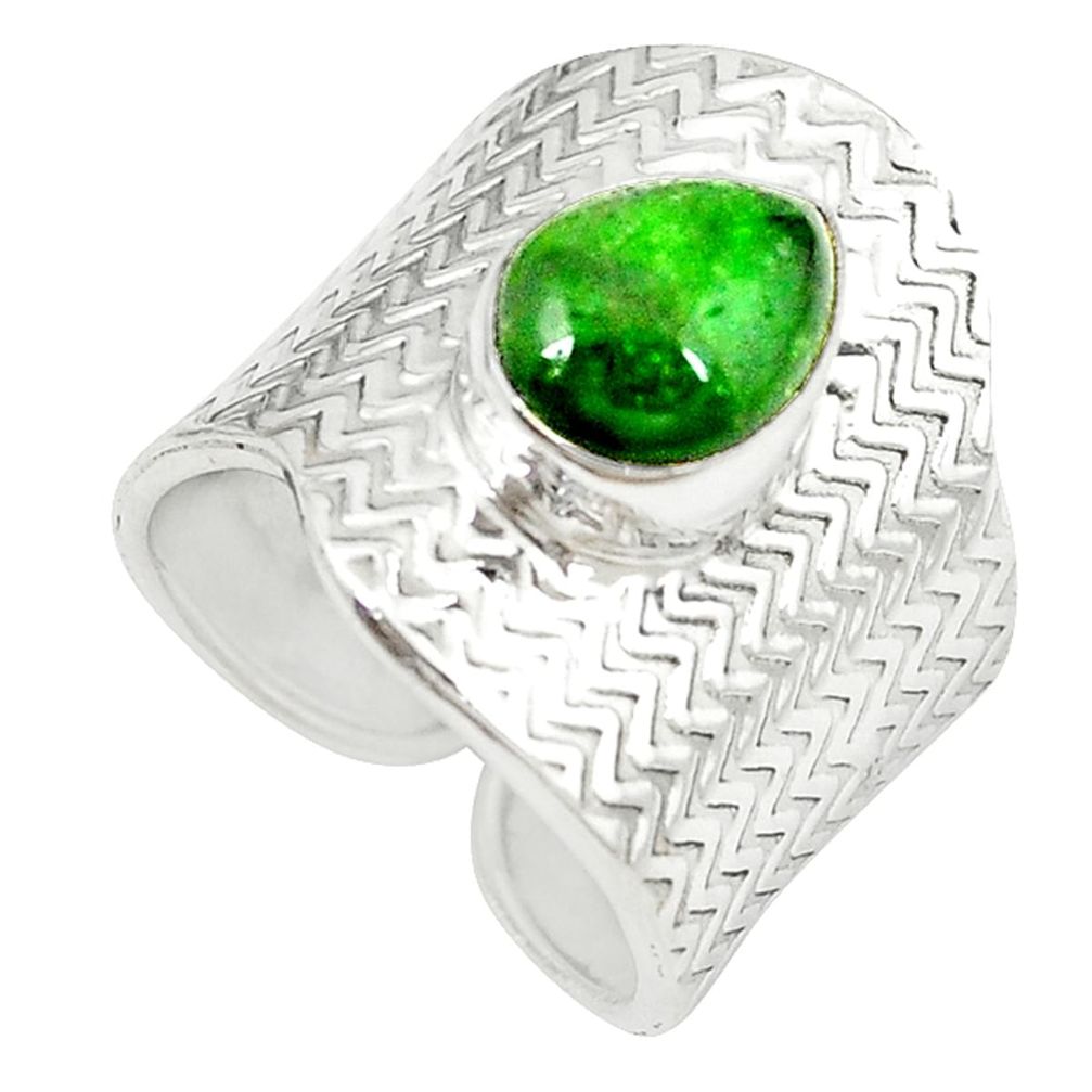 Natural green chrome diopside 925 silver adjustable ring size 8 m11946