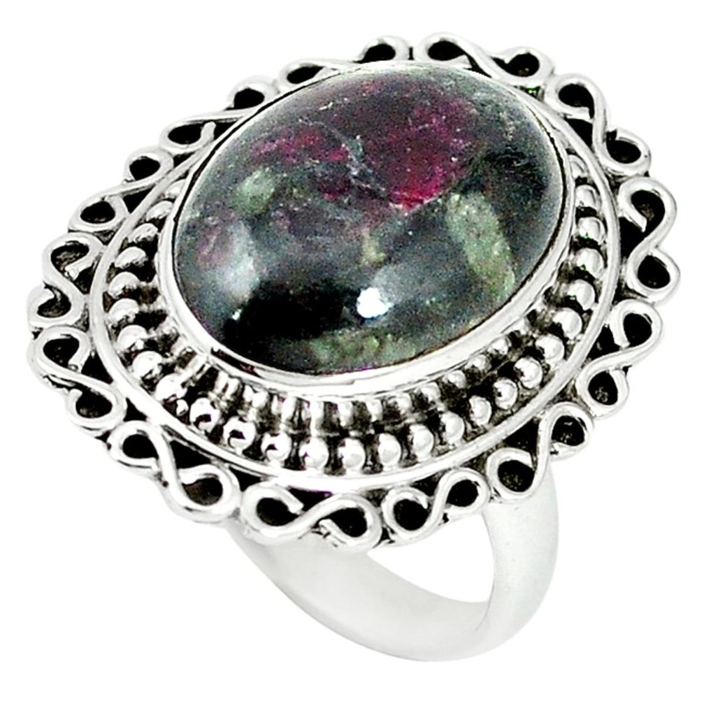 Natural pink eudialyte oval 925 sterling silver ring jewelry size 7 m1229