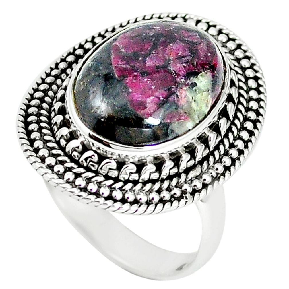 Natural pink eudialyte 925 sterling silver ring jewelry size 7 m1235