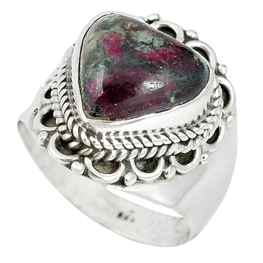 Natural pink heart eudialyte 925 sterling silver ring jewelry size 7 m1309