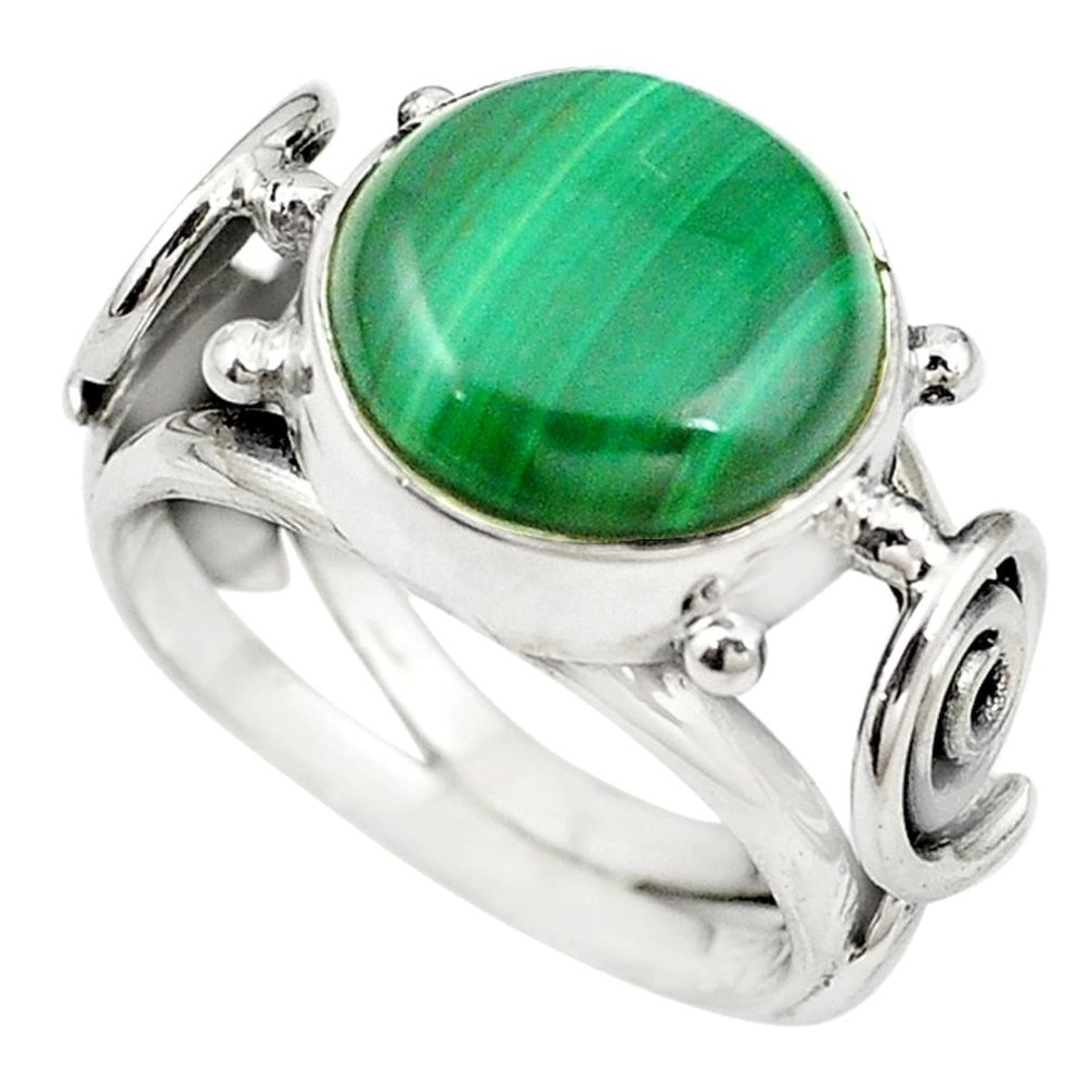 Natural green malachite (pilot's stone) 925 silver ring jewelry size 7 m14315