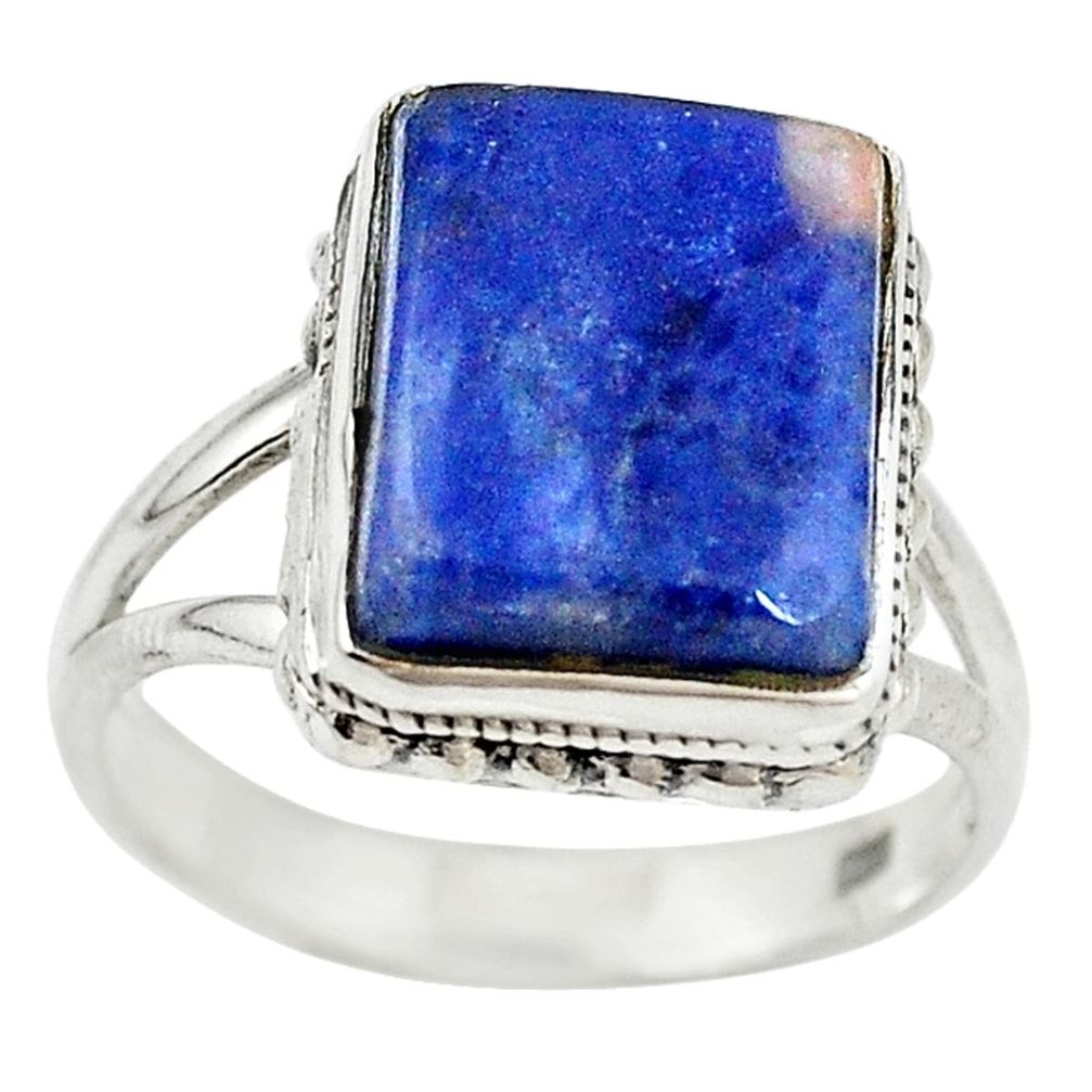 Natural blue sodalite 925 sterling silver ring jewelry size 7.5 m14377