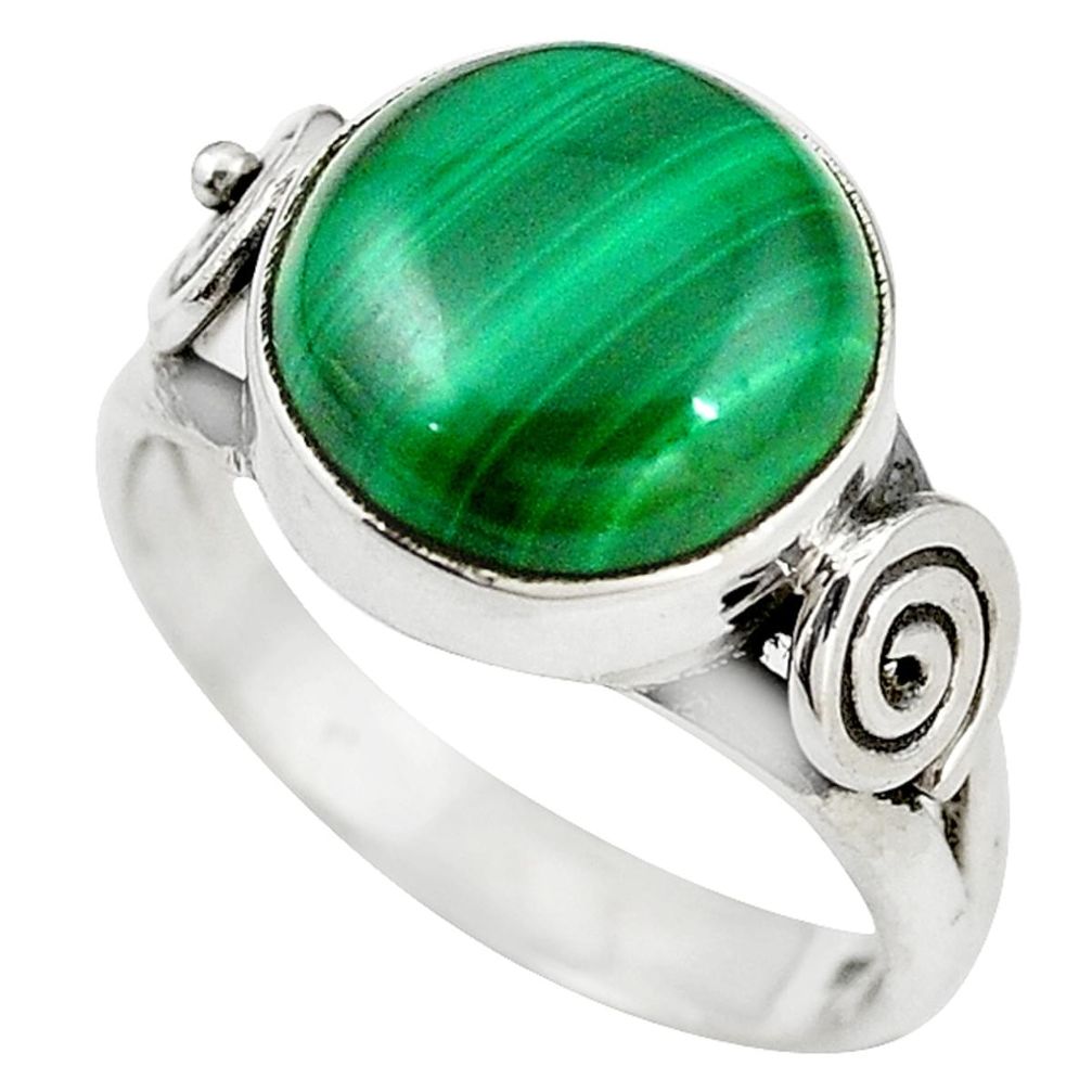 Natural green malachite (pilot's stone) 925 sterling silver ring size 9 m14474