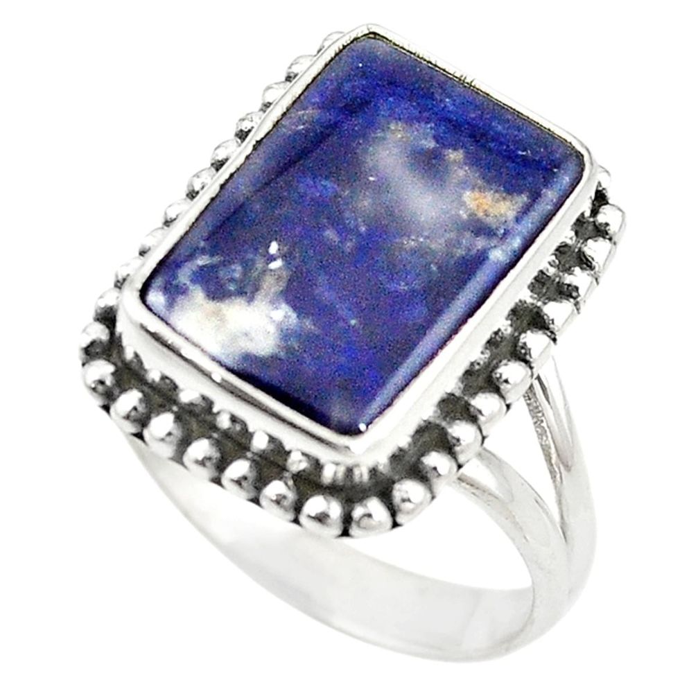 Natural blue sodalite 925 sterling silver ring jewelry size 7.5 m14626