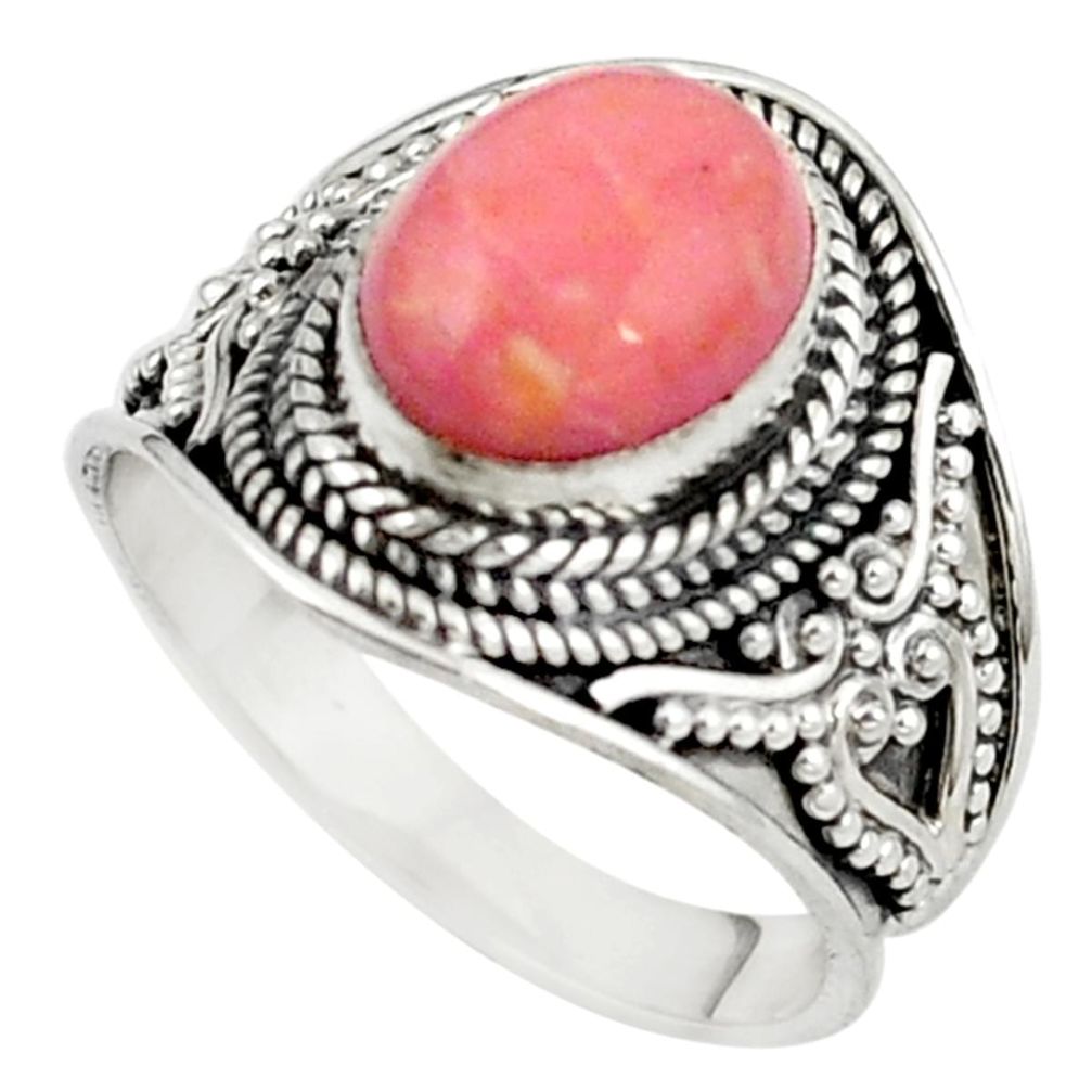 925 sterling silver natural pink opal solitaire ring jewelry size 7.5 m15665