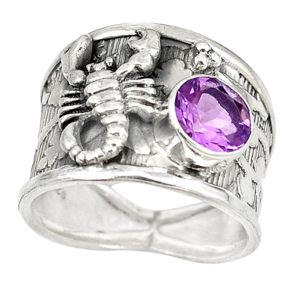 925 silver natural purple amethyst scorpion charm ring size 8 m16044