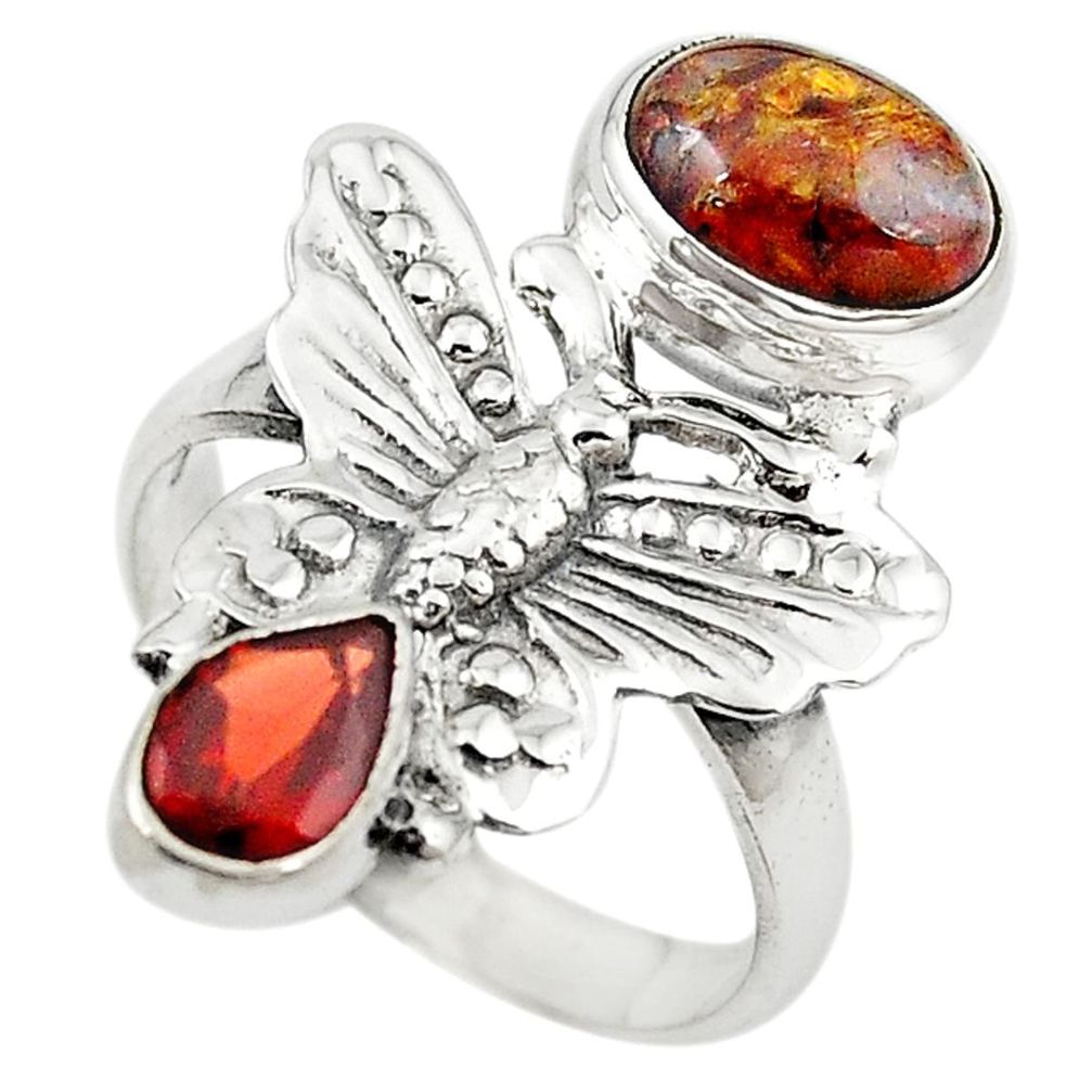 Natural brown pietersite (african) 925 silver butterfly ring size 7.5 m16174