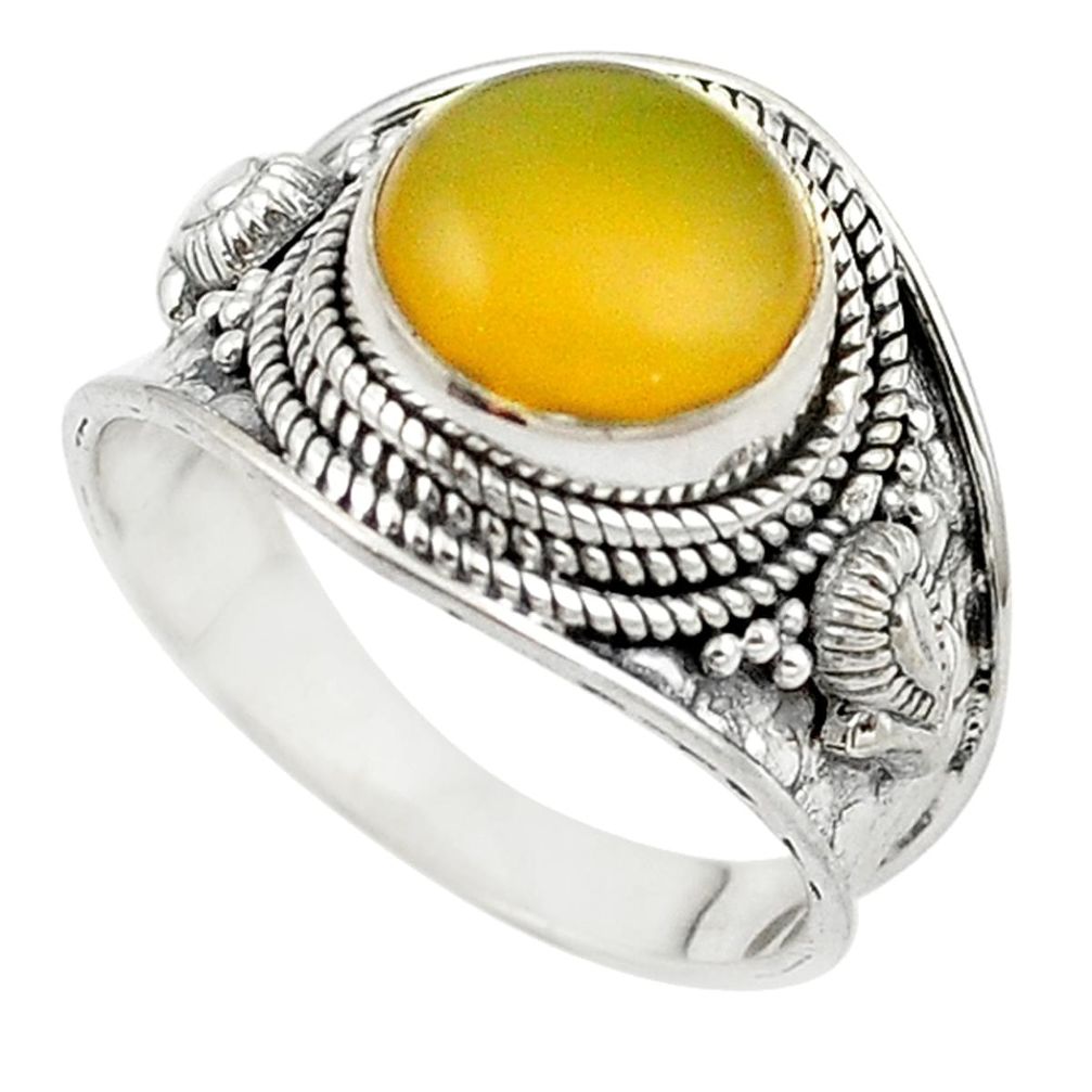 Natural yellow opal 925 sterling silver ring jewelry size 8.5 m16801