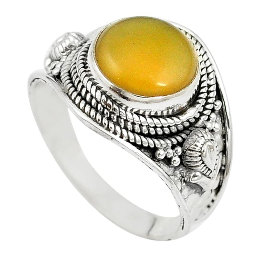 Natural yellow opal 925 sterling silver ring jewelry size 8.5 m16809