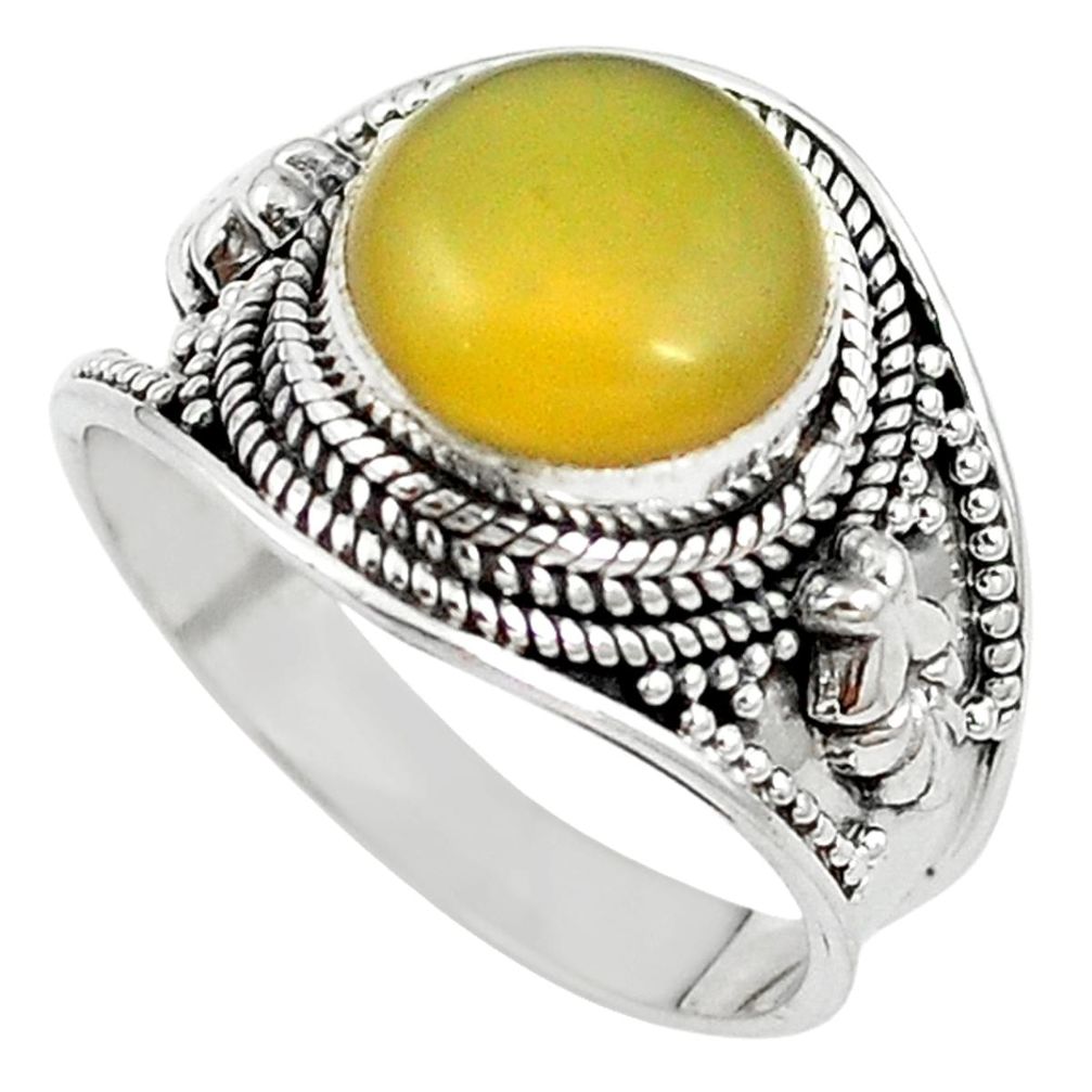 Natural yellow opal 925 sterling silver ring jewelry size 9 m16814