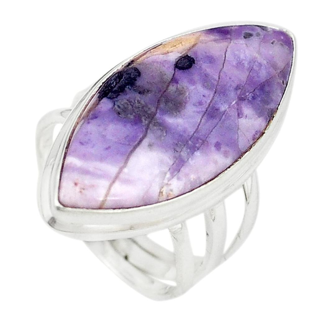 Natural purple tiffany stone 925 sterling silver ring size 7.5 m18487