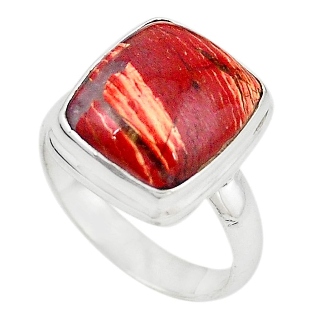 925 sterling silver natural red snakeskin jasper ring jewelry size 8 m18664