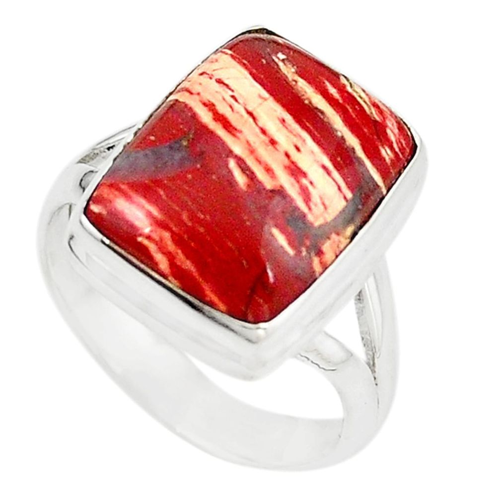 Natural red snakeskin jasper 925 sterling silver ring jewelry size 7 m18692