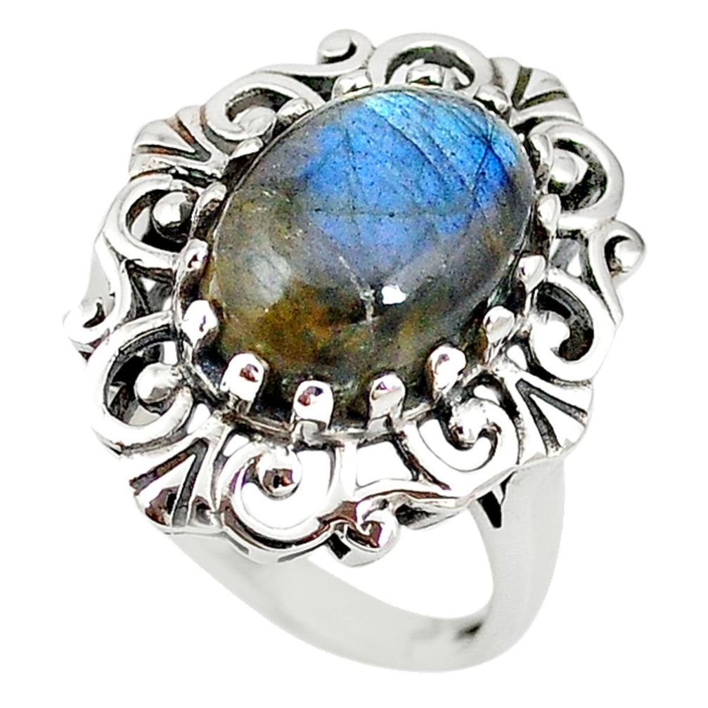 Natural blue labradorite 925 sterling silver ring jewelry size 8.5 m19222