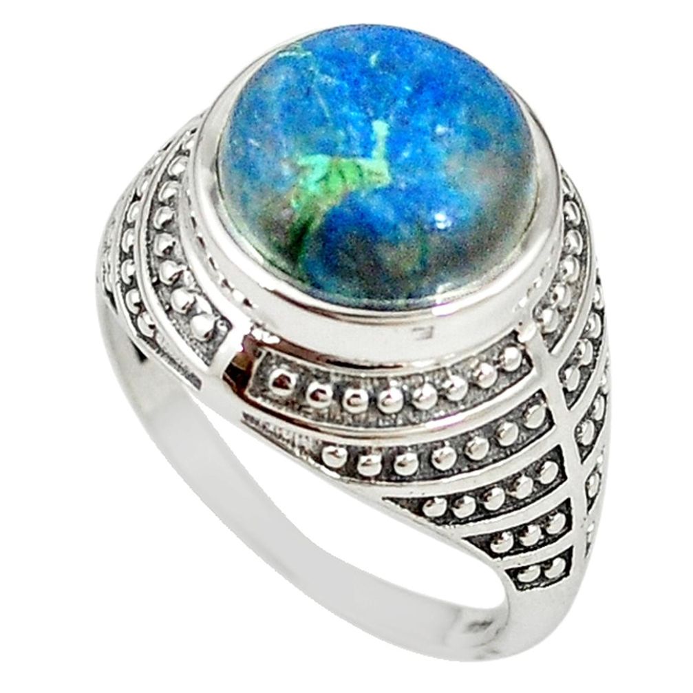 Natural blue shattuckite 925 sterling silver ring jewelry size 9 m19225