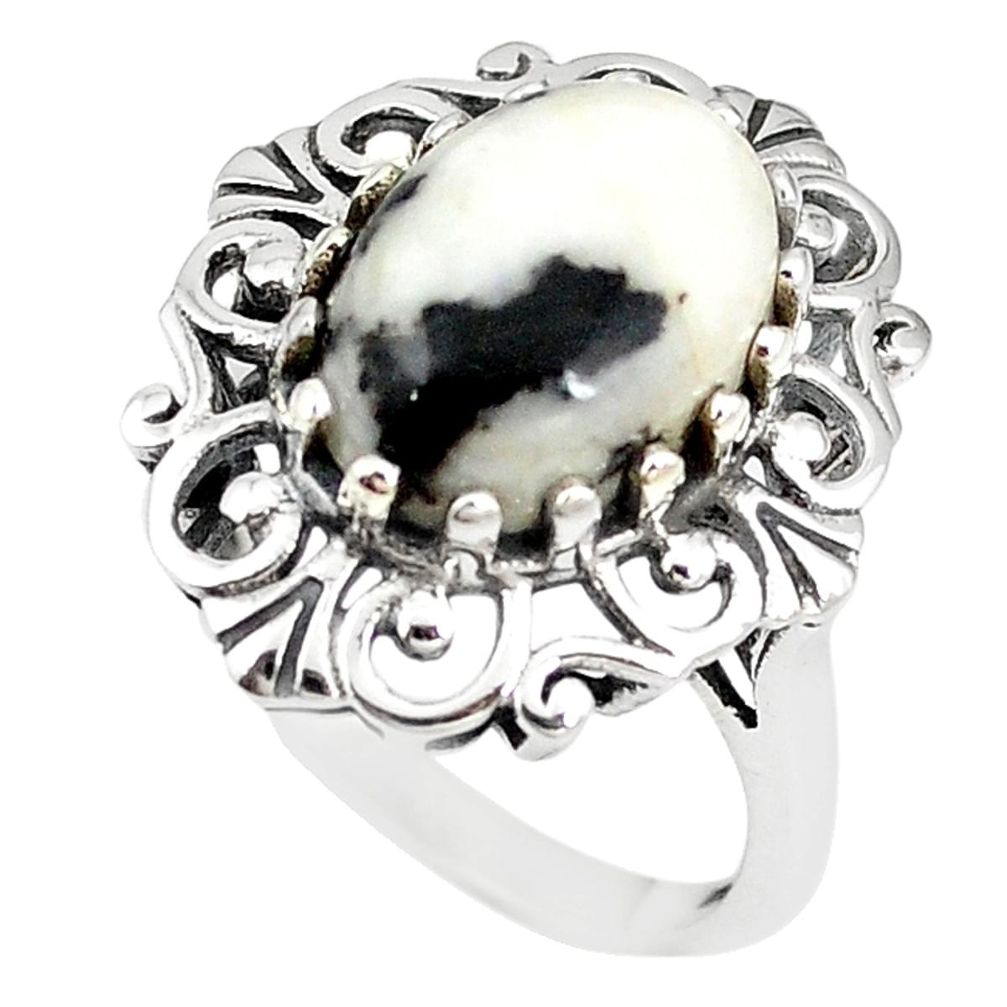 Natural white zebra jasper 925 sterling silver ring jewelry size 9.5 m19231