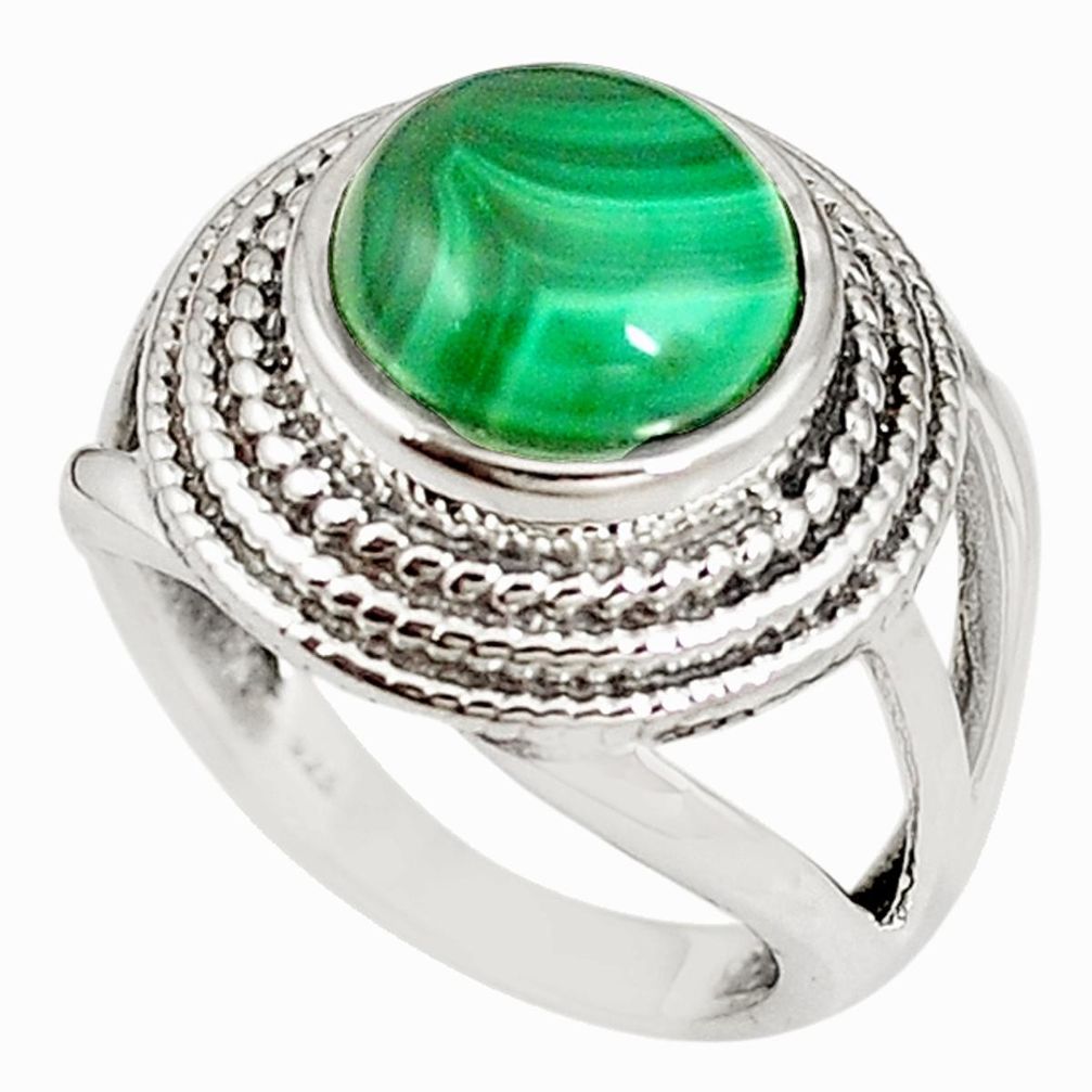 Natural green malachite (pilot's stone) 925 silver ring jewelry size 7 m19262