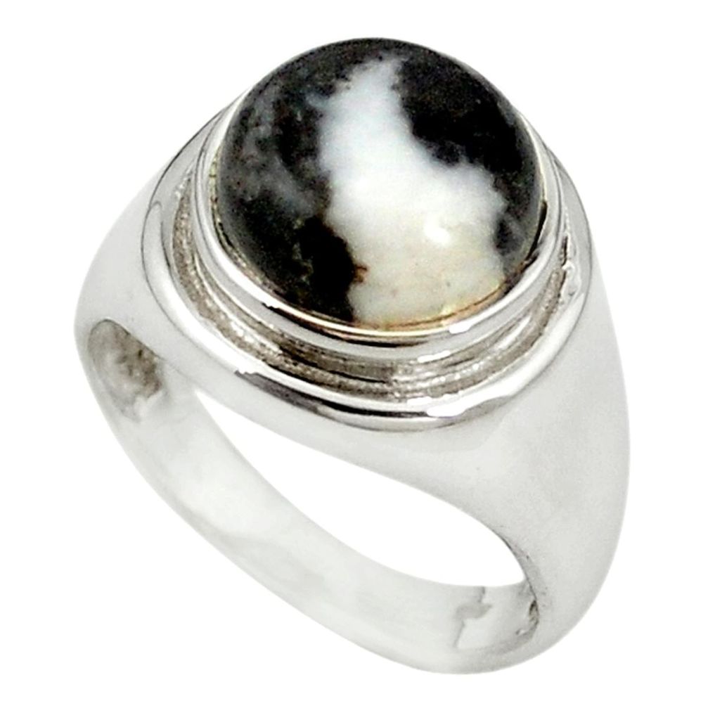 Natural white zebra jasper 925 sterling silver ring jewelry size 6.5 m19507