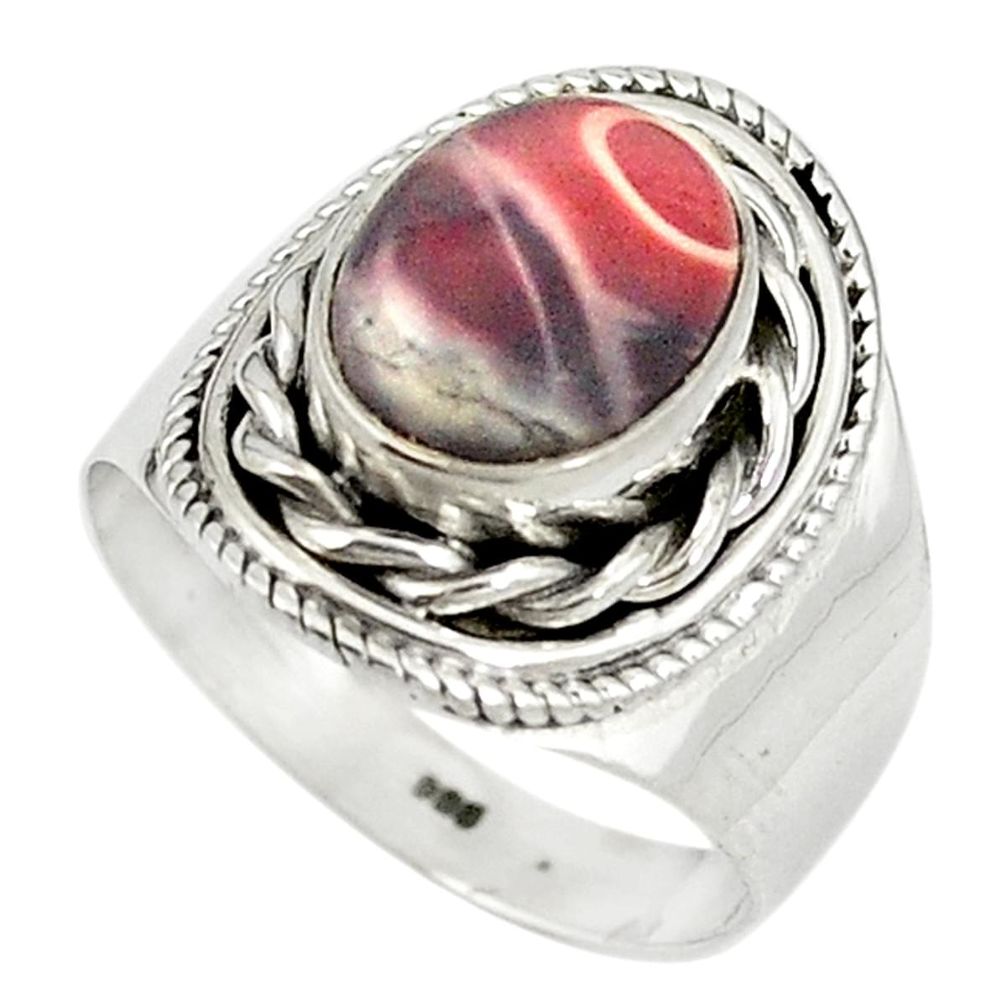 Natural grey porcelain jasper (sci fi) 925 silver ring jewelry size 7 m19999