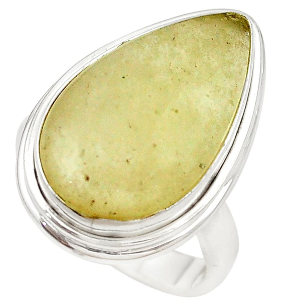 Natural libyan desert glass (gold tektite) 925 silver ring size 8.5 m20057