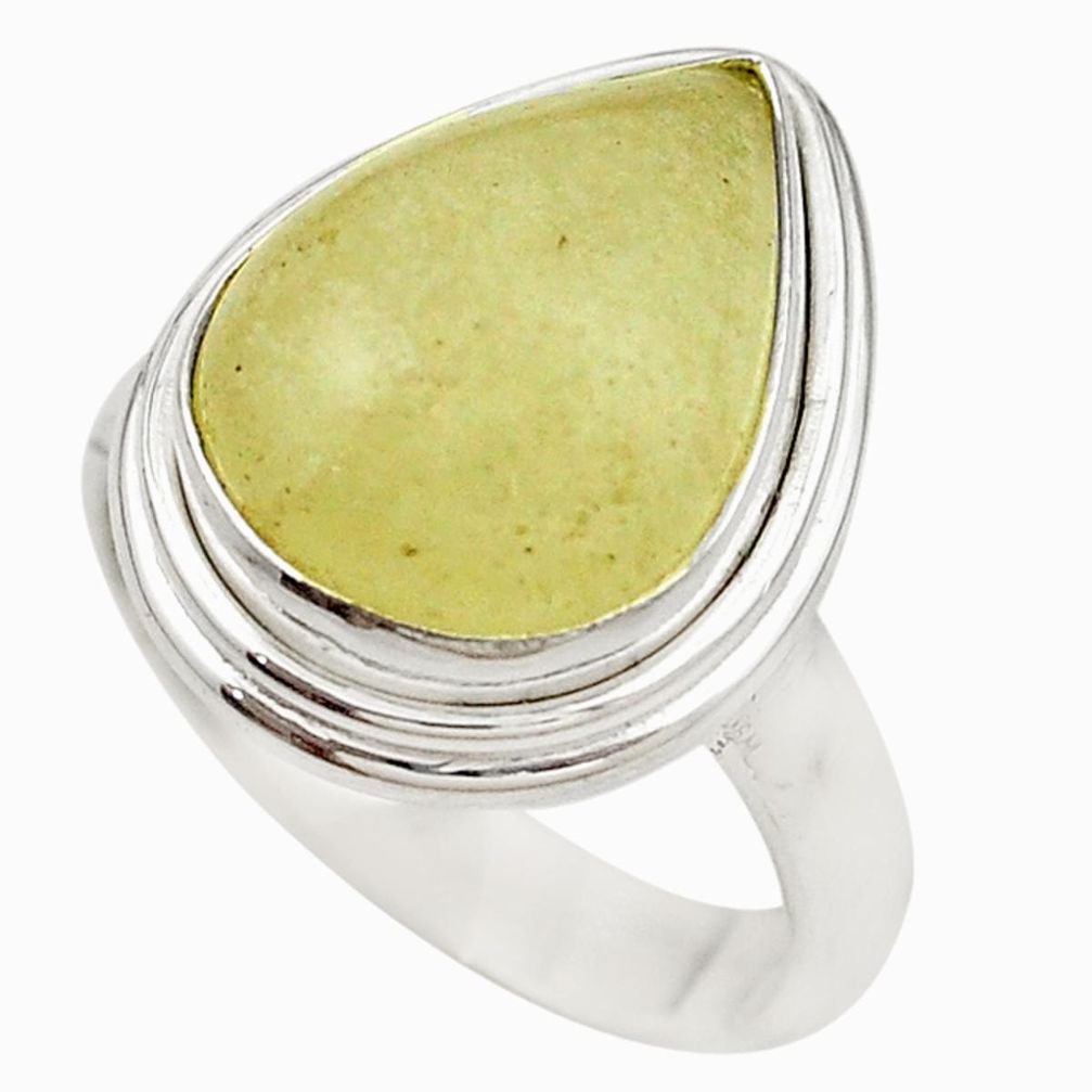 925 silver natural libyan desert glass (gold tektite) pear ring size 7.5 m20060