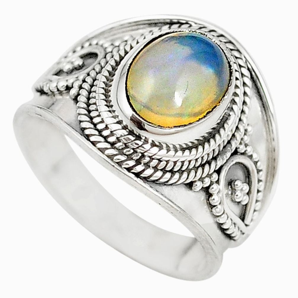 Natural multi color ethiopian opal 925 sterling silver ring size 7 m20176