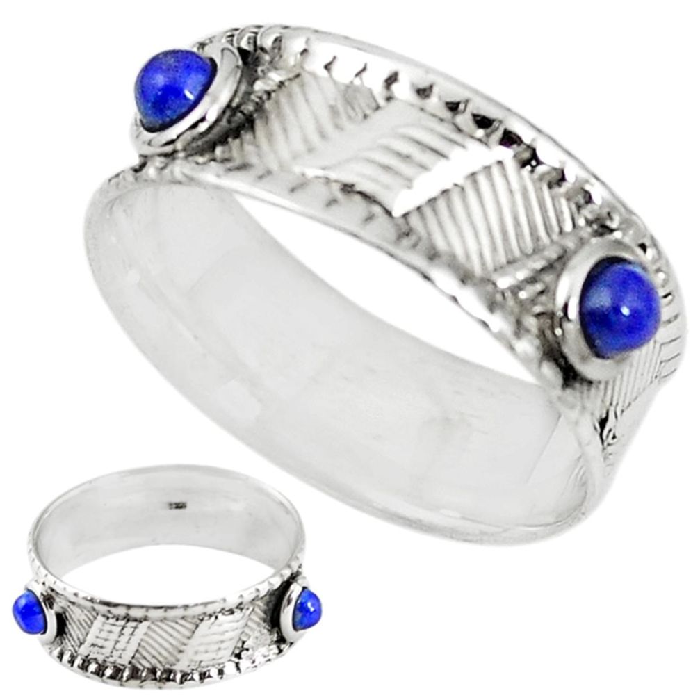Natural blue lapis lazuli 925 sterling silver band ring size 8 m20962