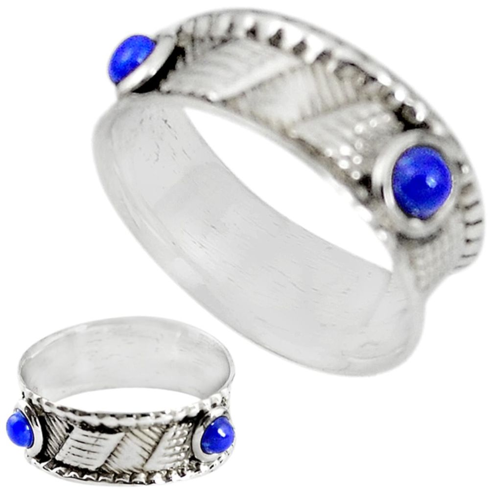 Natural blue lapis lazuli 925 sterling silver band ring size 6 m20963
