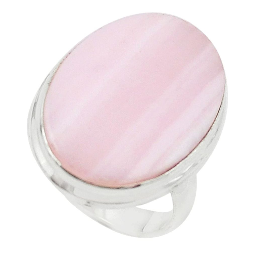 Natural pink lace agate 925 sterling silver ring jewelry size 7 m22556